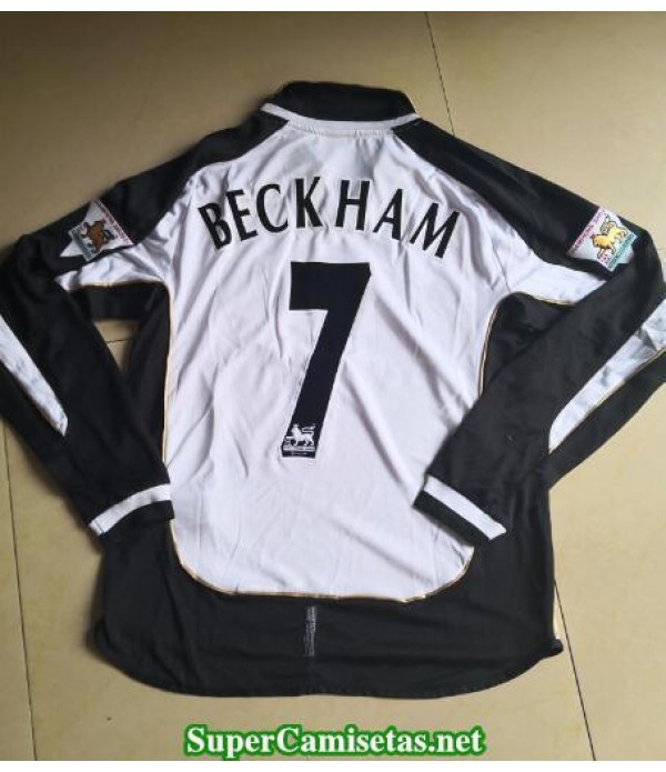 Camisetas Clasicas Manchester United aways white Manga Larga 7 Beckham 2001-02