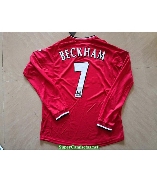 Camisetas Clasicas Manchester united Hombre Manga Larga 7 Beckham 2000-01