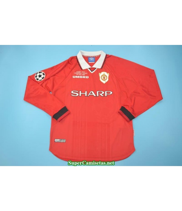 Camisetas Clasicas Manchester United Hombre Manga Larga UCL final 1999