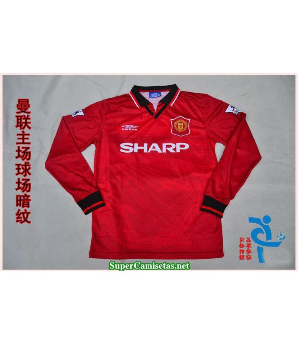 Camisetas Clasicas Manchester United Hombre red Manga Larga 1994