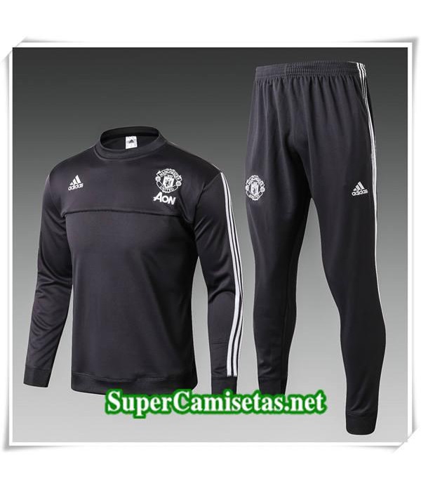 chandal Col Rond Manchester United Gris Fonce 2017/18