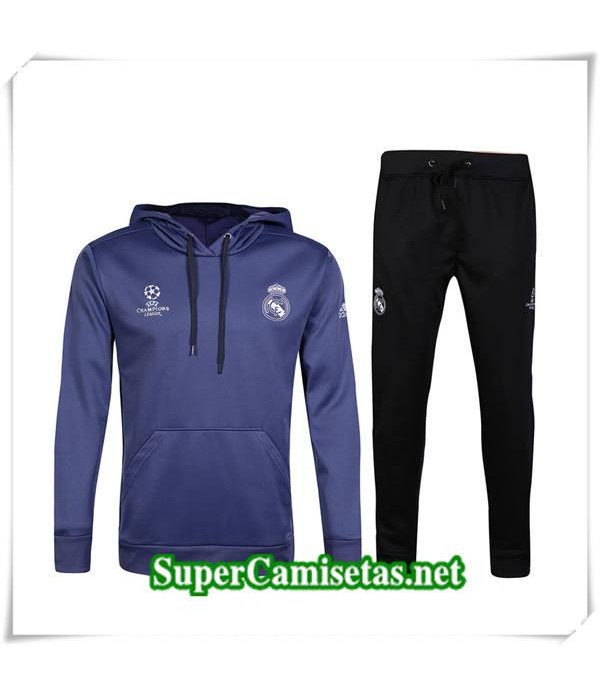 chandal Champions league Real Madrid Negro/Gris a Capuche 2017/18