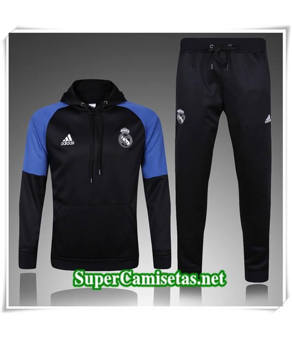 chandal Real Madrid Negro/Azul a Capuche 2017/18