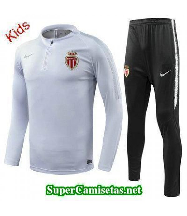 Camiseta entrenamiento AS Monaco Ninos ML Blanco 2018 2019