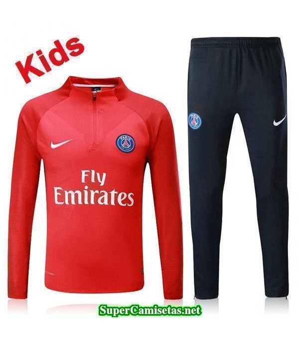 Camiseta entrenamiento PSG Ninos ML Rojo 2017 2018