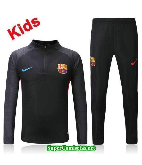 Camiseta entrenamiento Barcelona Ninos ML negro-01 2017 2018