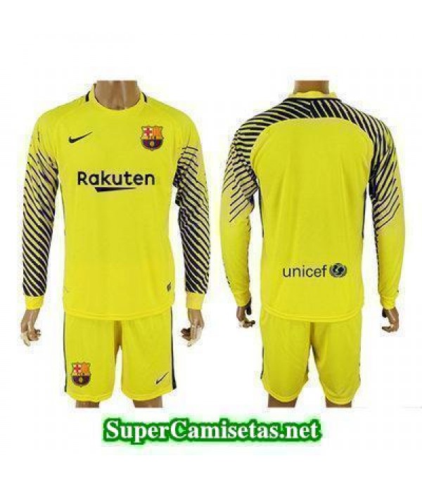 Portero Equipacion Camiseta Barcelona Manga Larga Amarillo 2017/18