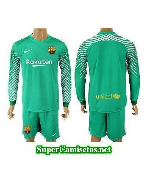 Portero Equipacion Camiseta Barcelona Manga Larga Verde 2017/18