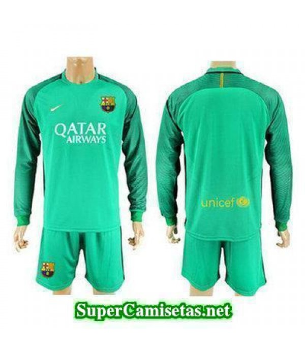 Portero Equipacion Camiseta Barcelona Manga Larga verdes 2016/17