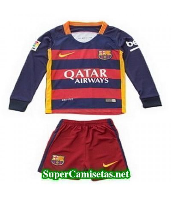 Primera Equipacion Camiseta Barcelona Manga Larga Ninos 2015/16