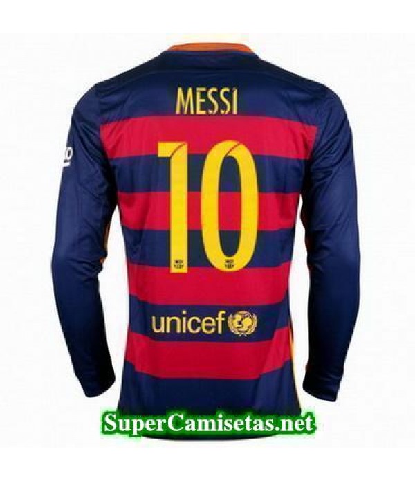 Primera Equipacion Camiseta Barcelona Messi Manga Larga 2015/16
