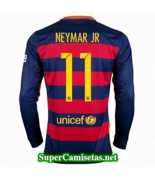 Primera Equipacion Camiseta Barcelona Neymar Jr Manga Larga 2015/16