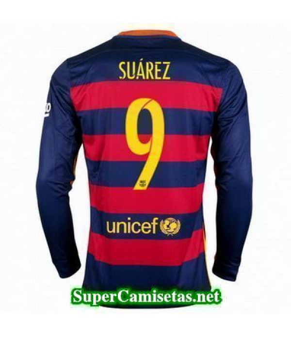 Primera Equipacion Camiseta Barcelona Suarez Manga Larga 2015/16