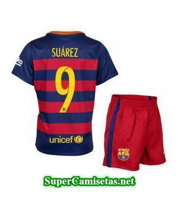Primera Equipacion Camiseta Barcelona Suarez Ninos 2015/16