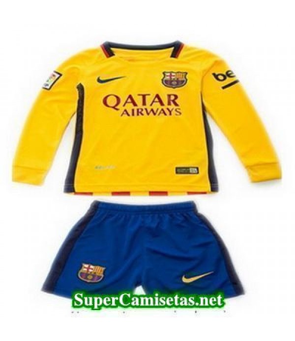 Segunda Equipacion Camiseta Barcelona Manga Larga Ninos 2015/16