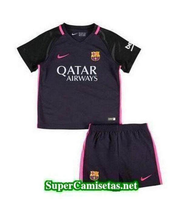 Segunda Equipacion Camiseta Barcelona Ninos 2016/17 Qatar Airway