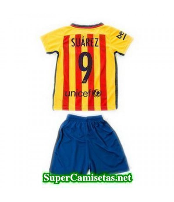 Segunda Equipacion Camiseta Barcelona Suarez Ninos 2015/16