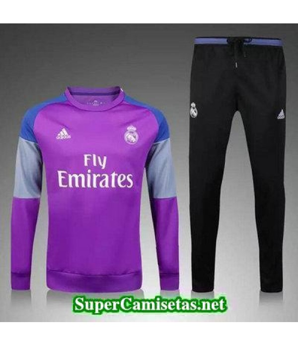 Camiseta entrenamiento Real Madrid ML morado 2016 2017
