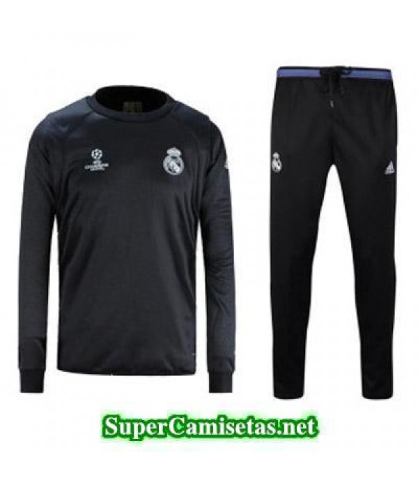 Camiseta entrenamiento Real Madrid ML negro UCL 2016 2017