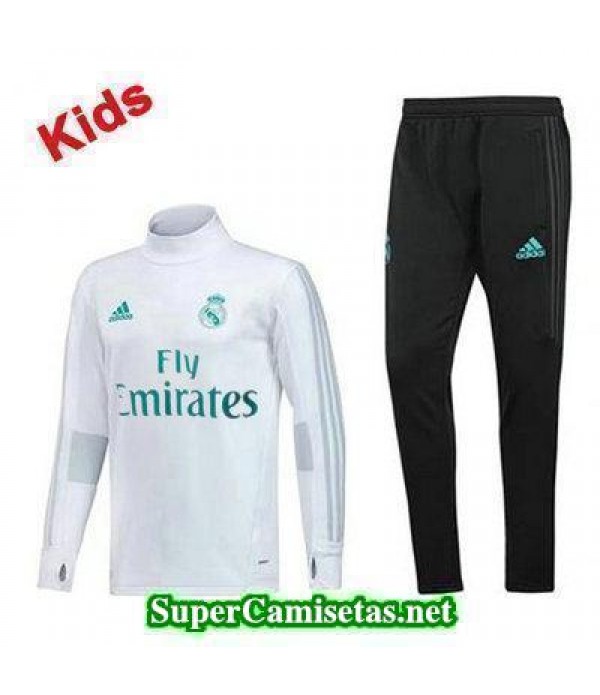 Camiseta entrenamiento Real Madrid Ninos ML Blanco-01 2017 2018