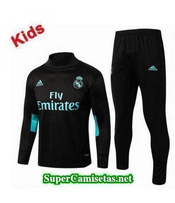 Camiseta entrenamiento Real Madrid Ninos ML Negro-01 2017 2018