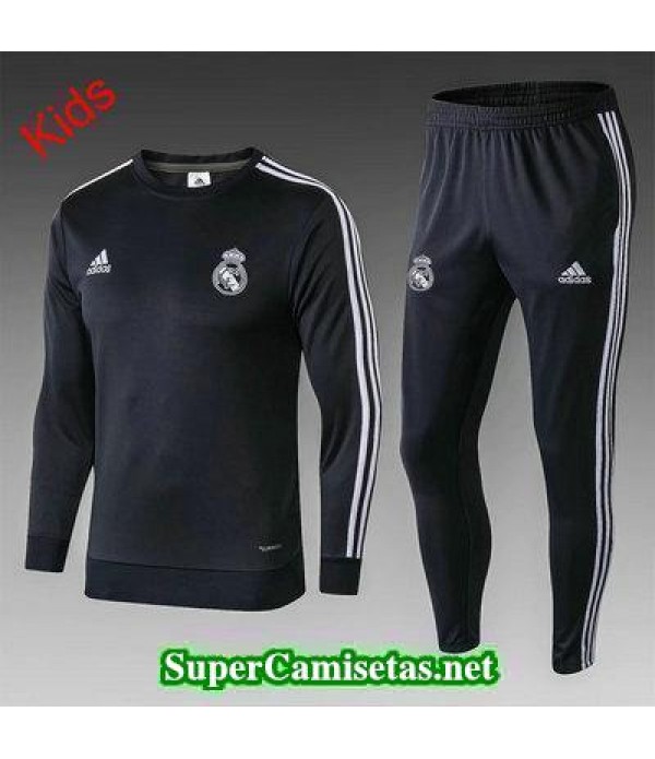 Camiseta entrenamiento Real Madrid Ninos ML Negro-01 2018 2019