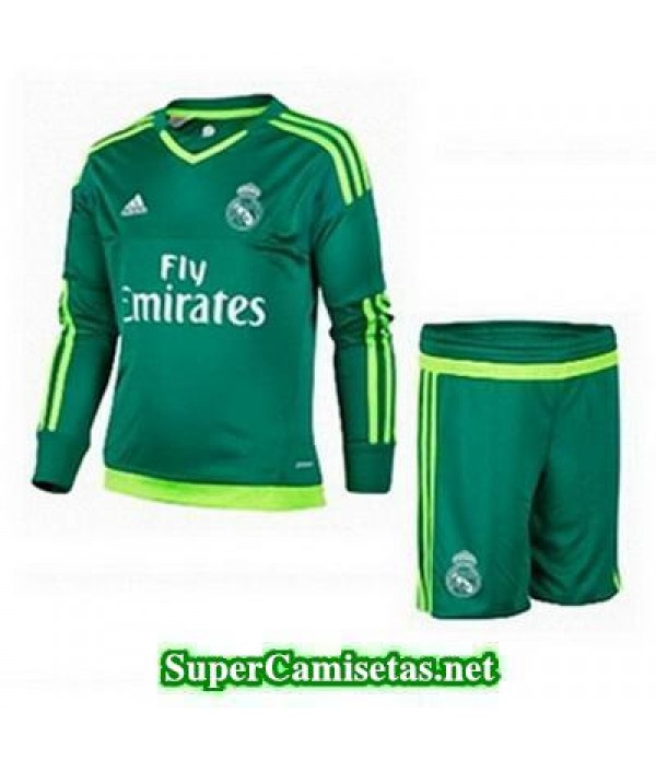 Portero Equipacion Camiseta Real Madrid Manga Larga Ninos 2015/16