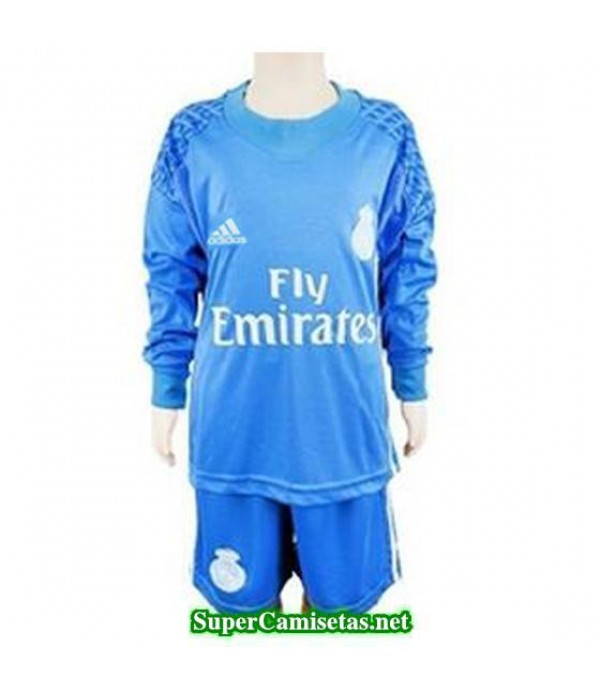 Portero Equipacion Camiseta Real Madrid ML Ninos azul 2016/17