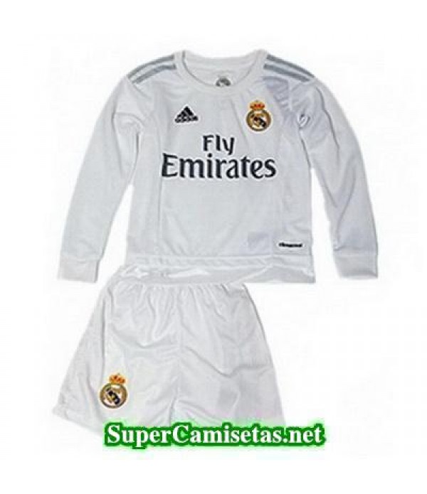 Primera Equipacion Camiseta Real Madrid Manga Larga Ninos 2015/16