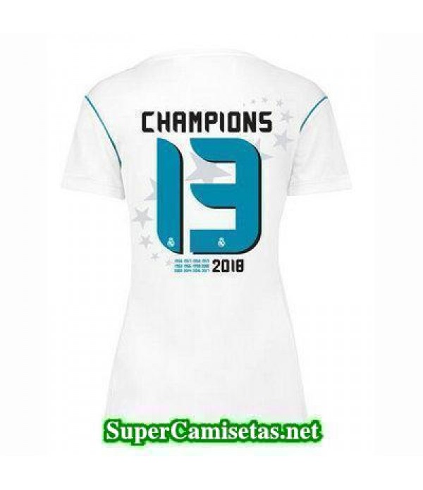 Primera Equipacion Camiseta Real Madrid Mujer 13 Campeones 2017/18