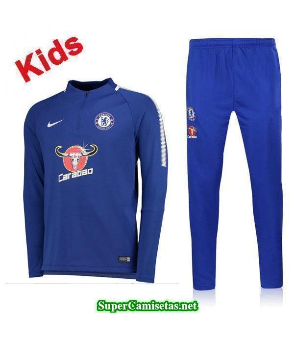 Camiseta entrenamiento Chelsea Ninos ML Azul 2017 2018