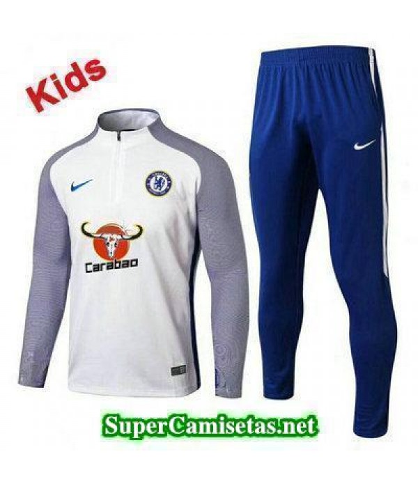 Camiseta entrenamiento Chelsea Ninos ML Blanco-01 2017 2018