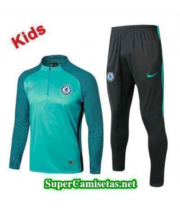 Camiseta entrenamiento Chelsea Ninos ML Cyan 2017 2018