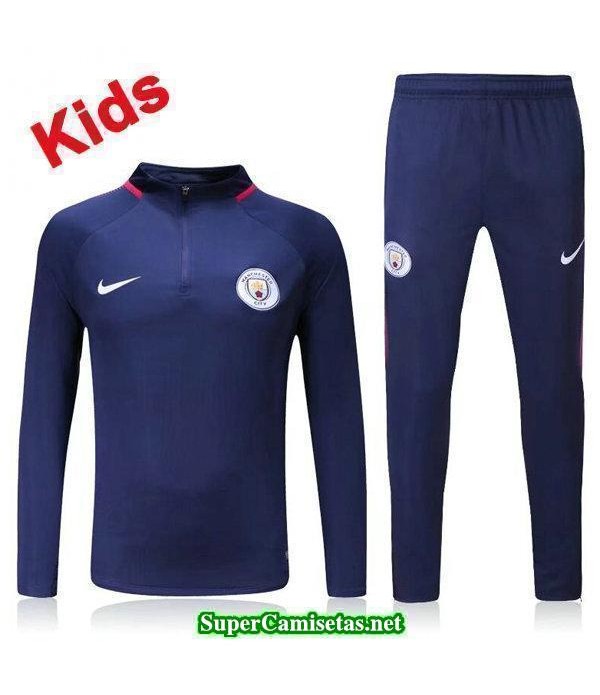 Camiseta entrenamiento Manchester City Ninos ML Azul oscuro 2017 2018