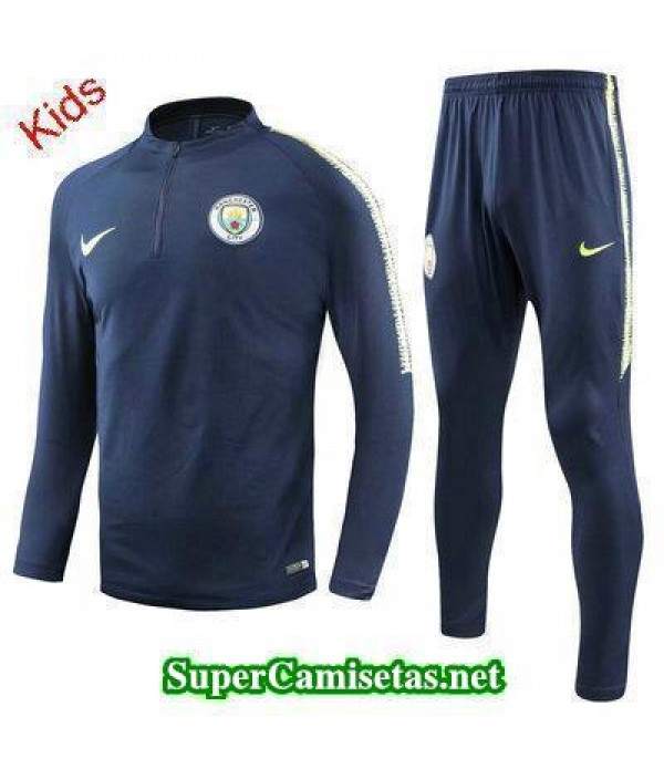 Camiseta entrenamiento Manchester City Ninos ML Azul oscuro 2018 2019