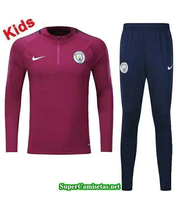 Camiseta entrenamiento Manchester City Ninos ML Purpura 2017 2018