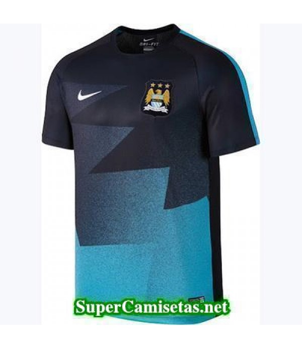 camiseta pre-partido Manchester City azul oscuro 2015 2016
