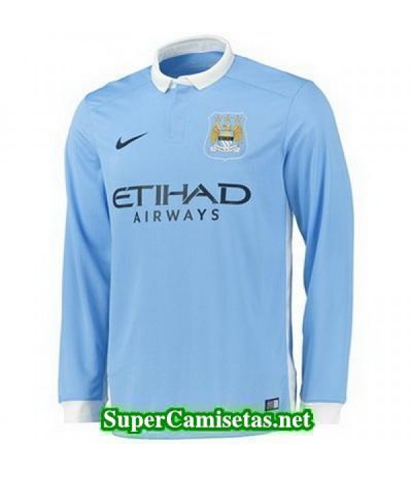 Primera Equipacion Camiseta Manchester City Manga Larga 2015/16
