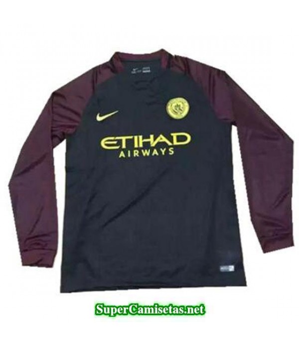 Segunda Equipacion Camiseta Manchester City Manga Larga 2016/17