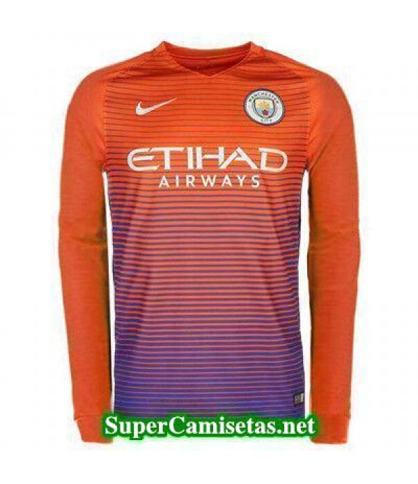 Tercera Equipacion Camiseta Manchester City Manga Larga 2016/17