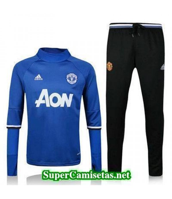 Camiseta entrenamiento Manchester United ML azul 2016 2017