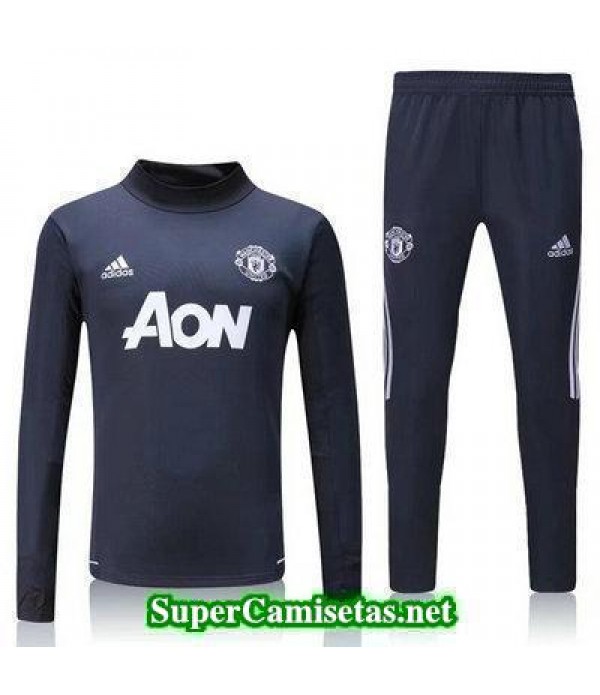 Camiseta entrenamiento Manchester United ML Gris-01 2017 2018