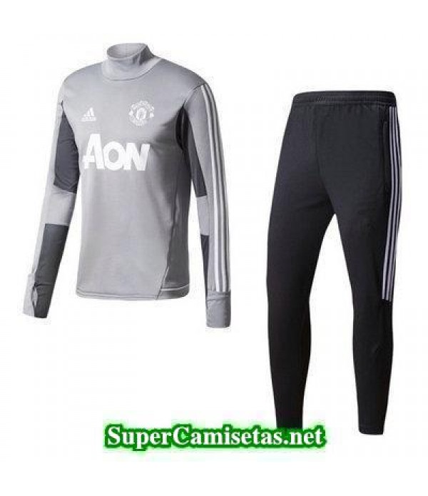 Camiseta entrenamiento Manchester United ML Gris 2017 2018