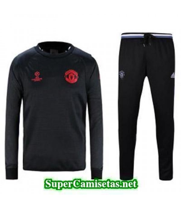 Camiseta entrenamiento Manchester United ML UCL negro 2016 2017