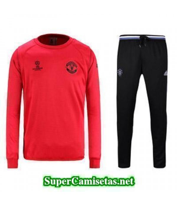 Camiseta entrenamiento Manchester United ML UCL rojo 2016 2017