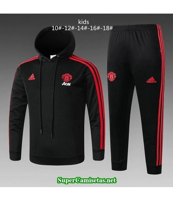 Camiseta entrenamiento Manchester United Ninos ML Negro-02 2018 2019