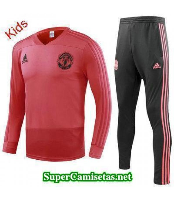 Camiseta entrenamiento Manchester United Ninos ML Rojo 2018 2019