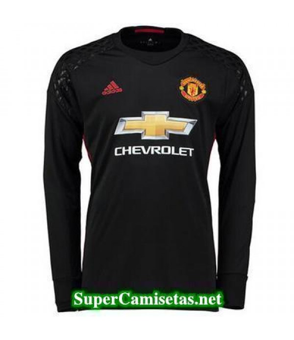 Portero Equipacion Camiseta Manchester United Manga Larga negro 2016/17