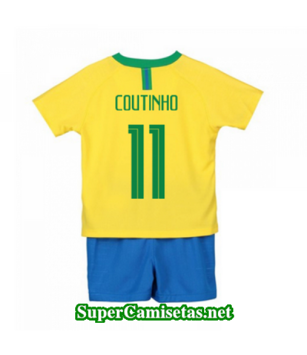 Primera Equipacion Camiseta Brasil Ninos Coutinho Copa Mundial 2018