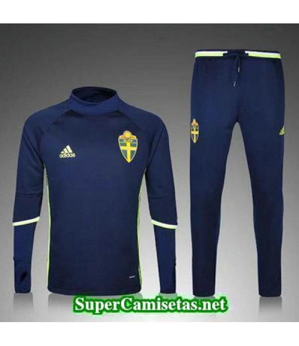 camiseta entrenamiento Suecia ML azul marino 2016